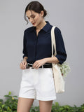 Women 3/4Th sleeve Spread Collar Shirts