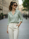 Women 3/4Th sleeve Spread Collar Print Shirts