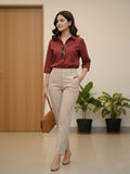 Women 3/4Th sleeve Spread Collar Shirts