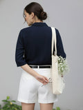 Women 3/4Th sleeve Spread Collar Shirts