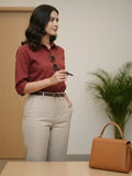 Women 3/4Th sleeve Spread Collar Shirts