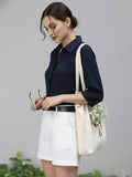 Women 3/4Th sleeve Spread Collar Shirts