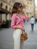 Women 3/4Th sleeve Spread Collar Shirts