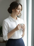 Women 3/4Th sleeve Spread Collar Shirts