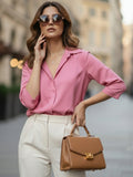 Women 3/4Th sleeve Spread Collar Shirts