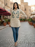 Women 3/4Th sleeve shirt collar Shirts