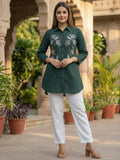 Women 3/4Th sleeve shirt collar Shirts