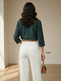 Women 3/4Th sleeve Spread Collar Print Shirts