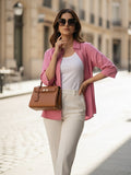 Women 3/4Th sleeve Spread Collar Shirts
