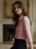Women 3/4Th sleeve Spread Collar Shirts