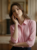 Women 3/4Th sleeve Spread Collar Shirts
