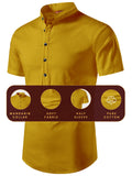 Yugnik Men's Slim Fit Half Sleeve Beige Color Pure Cotton Short Kurta