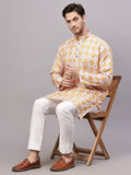 Yugnik Men's Chyan Crochet Fabric Floral Design Thread Work Long Kurta Set