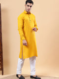 Yugnik Men's Beige Solid Pure Cotton Spread Collar Long Kurta Pajama Set