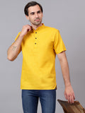 Yugnik Men's Slim Fit Half Sleeve Daily Wear Cotton Short Kurta