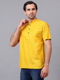 Yugnik Men's Slim Fit Half Sleeve Daily Wear Cotton Short Kurta