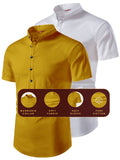 Yugnik Men's Slim Fit Beige with White Color Pure Cotton Half Sleeve Short Kurta Pack 2